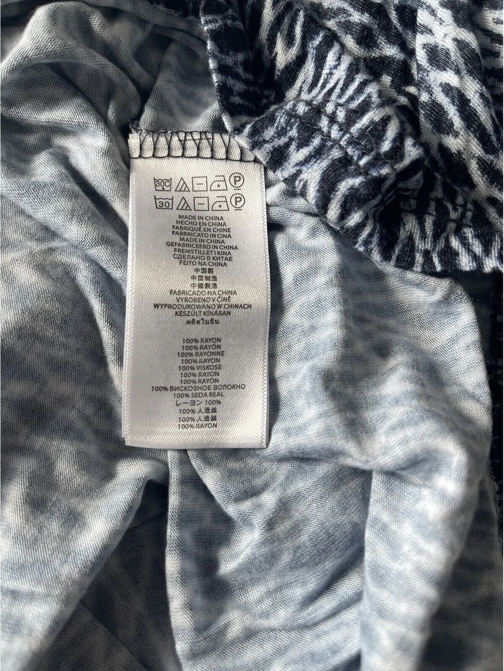 Michael Kors Blouse Top Blue White 3/4 Sleeve Cowl Neck Sz S Lightweight Rayon